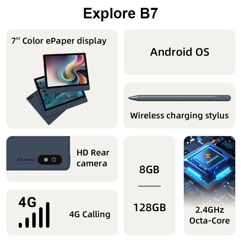 B7 Ebook Reader, 7'' E-Ink E-R - E-Ink Tablet Reader 评论和价格