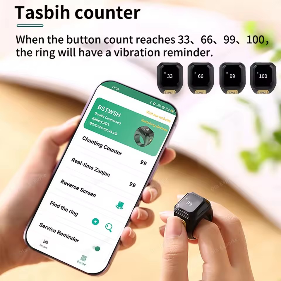 2026 Newest Qibla Zikr Muslim  - Smart Ring Health 评论和价格